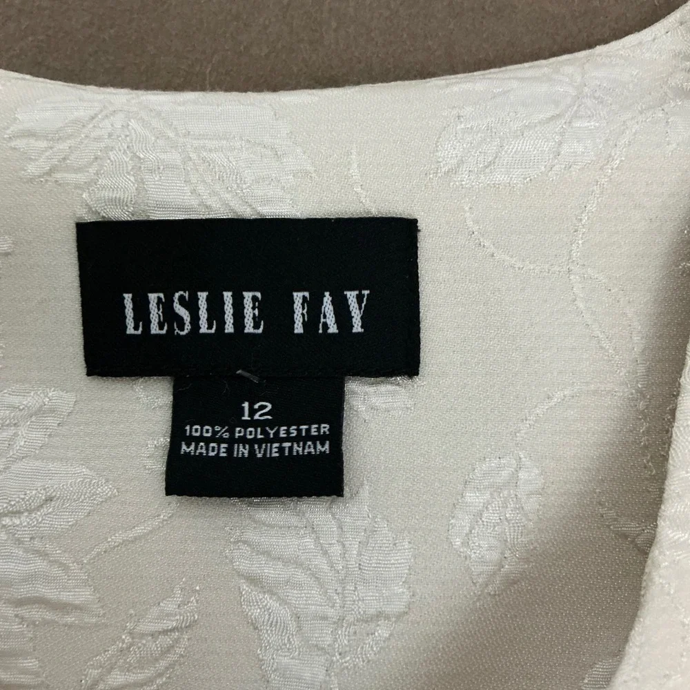 Vintage Leslie Fay Skirt Suit 12 Ivory Floral Jacquard NOS Mother of Bride